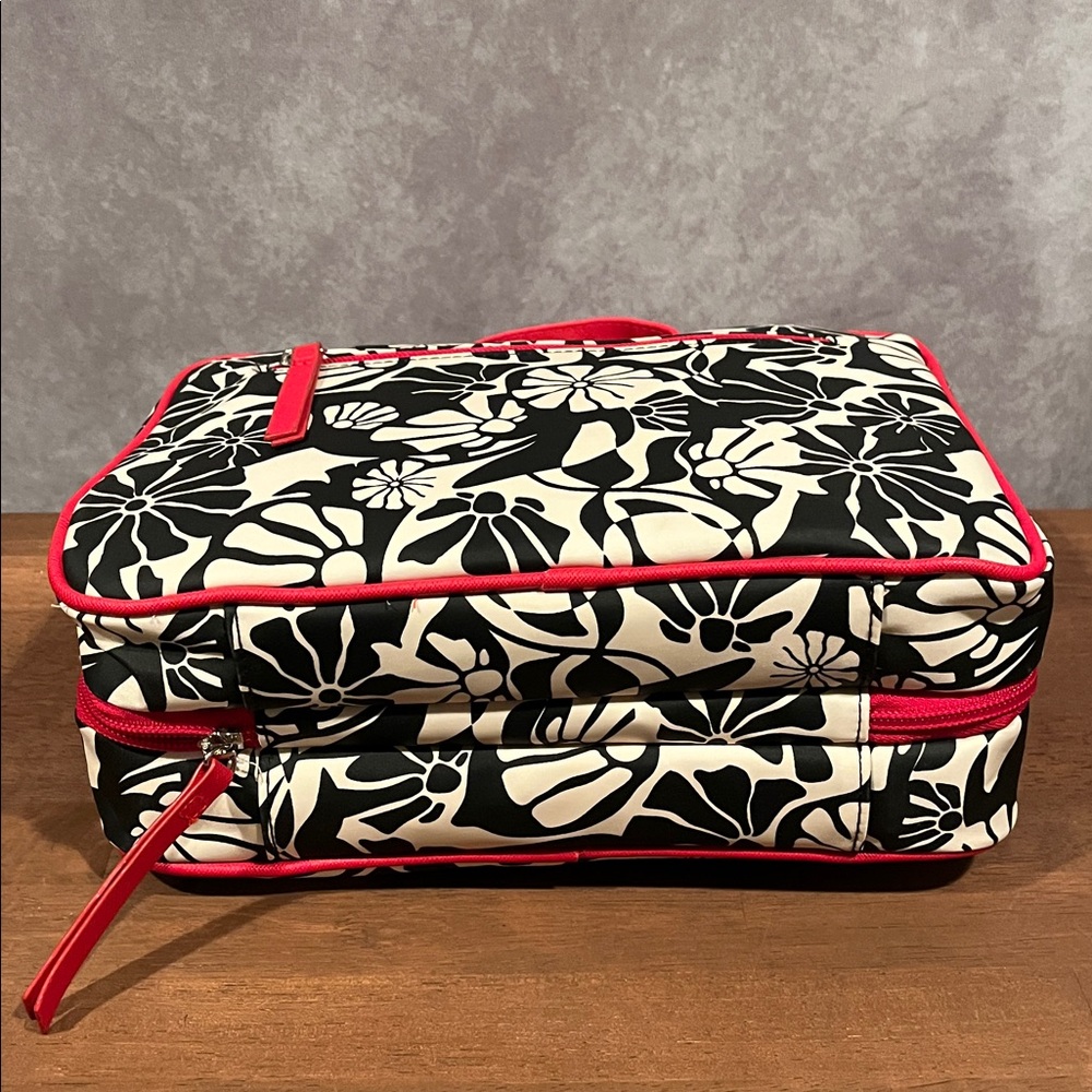 Tender Love & Carry Floral Cosmetic Train Case - Black & Cream with Pink Trim - Picture 5 of 7